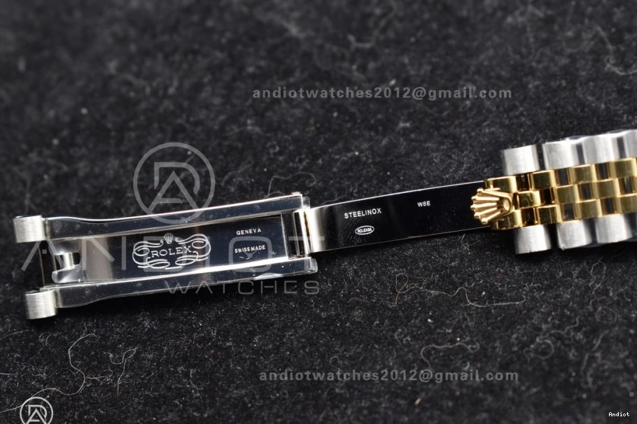 GSF DateJust Bracelet 278273 Soft President 561 on Ladies 316L Steel YG Black Dial Stick Markers 31 0731
